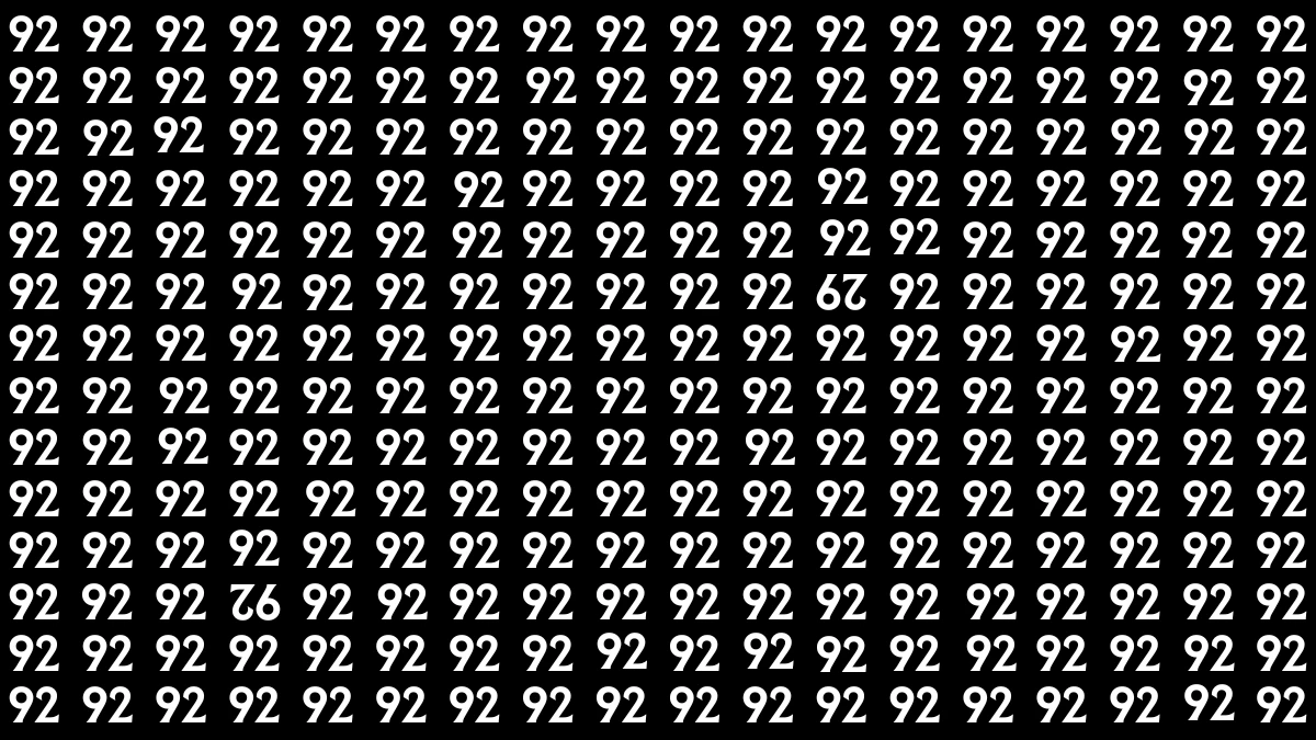 Optical Illusion: Within 9 Seconds Spot The Inverted 92 and 29 among 92s