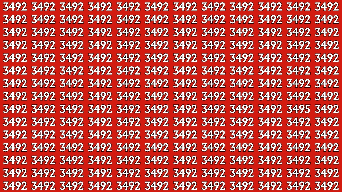 Optical Illusion: Within 9 Seconds Spot The Number 3495 among 3492s