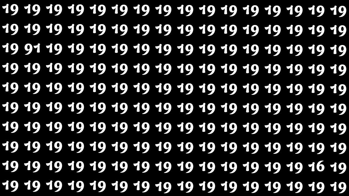 Optical Illusion: Within 9 Seconds Spot The Number 91 and 16 among 19s