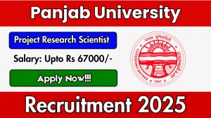 Panjab University Project Research Scientist Recruitment 2025 - Apply Online for 01 Posts by Sep 24