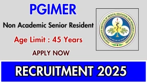 PGIMER Non Academic Senior Resident Recruitment 2025 – Walk in