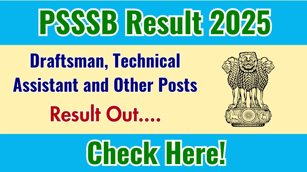 PSSSB Draftsman, Technical Assistant & Other Posts Result 2025 – Download PDF at sssb.punjab.gov.in