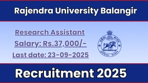 Rajendra University Balangir Research Assistant Recruitment 2025 - Apply Offline for 01 Posts by Sep 23