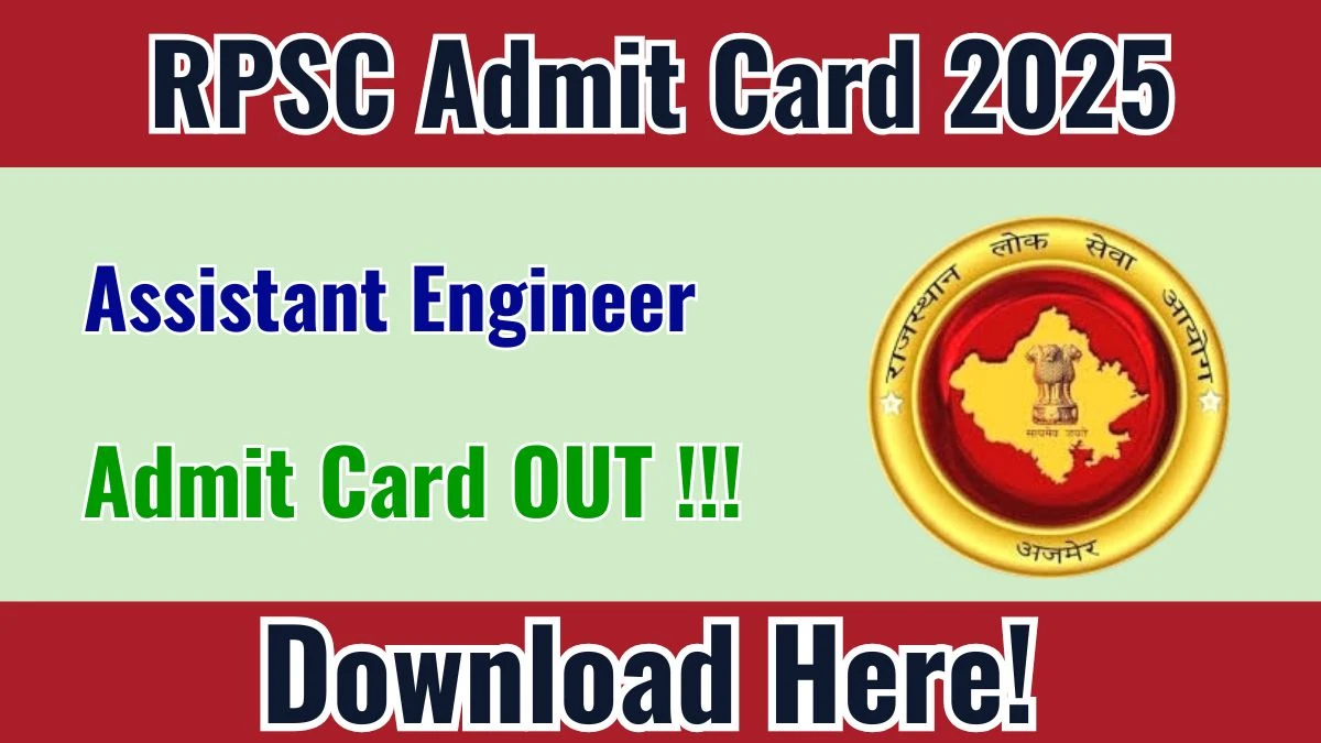 RPSC Assistant Engineer Admit Card 2025 OUT Download Hall Ticket at rpsc.rajasthan.gov.in