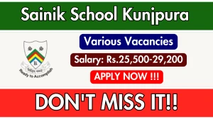 Sainik School Kunjpura Recruitment 2025 - Apply Offline for Lab Assistant, Nursing Assistant and More Posts by Oct 10 Sainik School Kunjpura Recruitment 2025 - Apply Offline for Lab Assistant, Nursing Assistant and More Posts by Oct 10