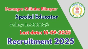 Samagra Shiksha Bilaspur Special Educator Recruitment 2025 - Apply Offline for 10 Posts