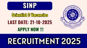 SINP Scientist C Recruitment 2025 - Apply Online Before October 21