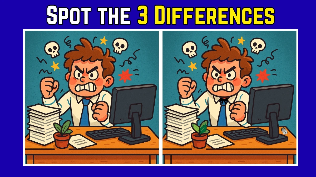 Spot the Difference: Within 7 Seconds Spot The 3 Differences in this Boy Working in Office Image