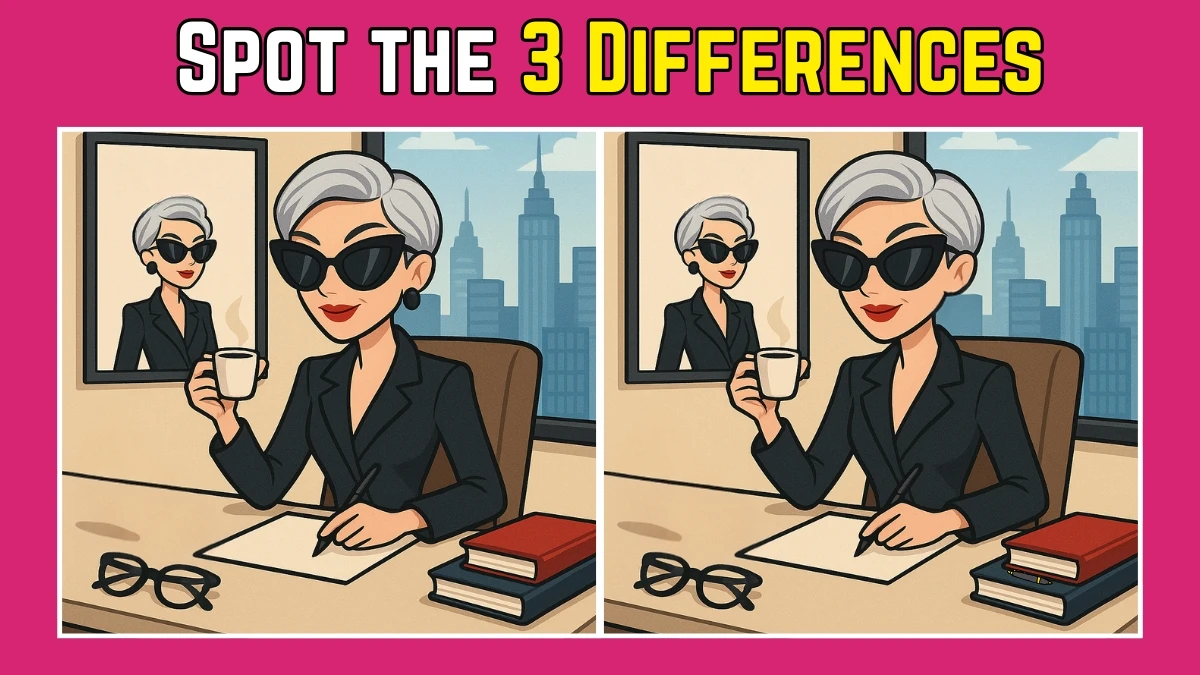 Spot the Difference: Within 7 Seconds Spot The 3 Differences in this Working Lady Image