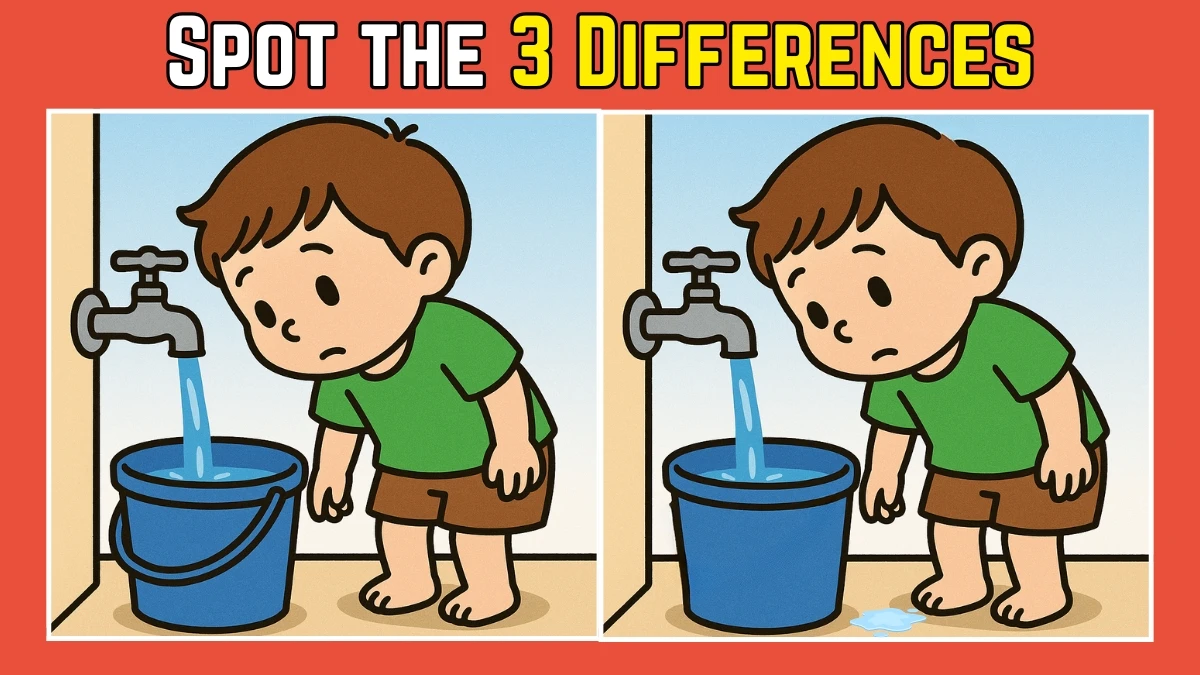 Spot the Difference: Within 9 Seconds Spot The 3 Differences in this Boy Filling Water Image