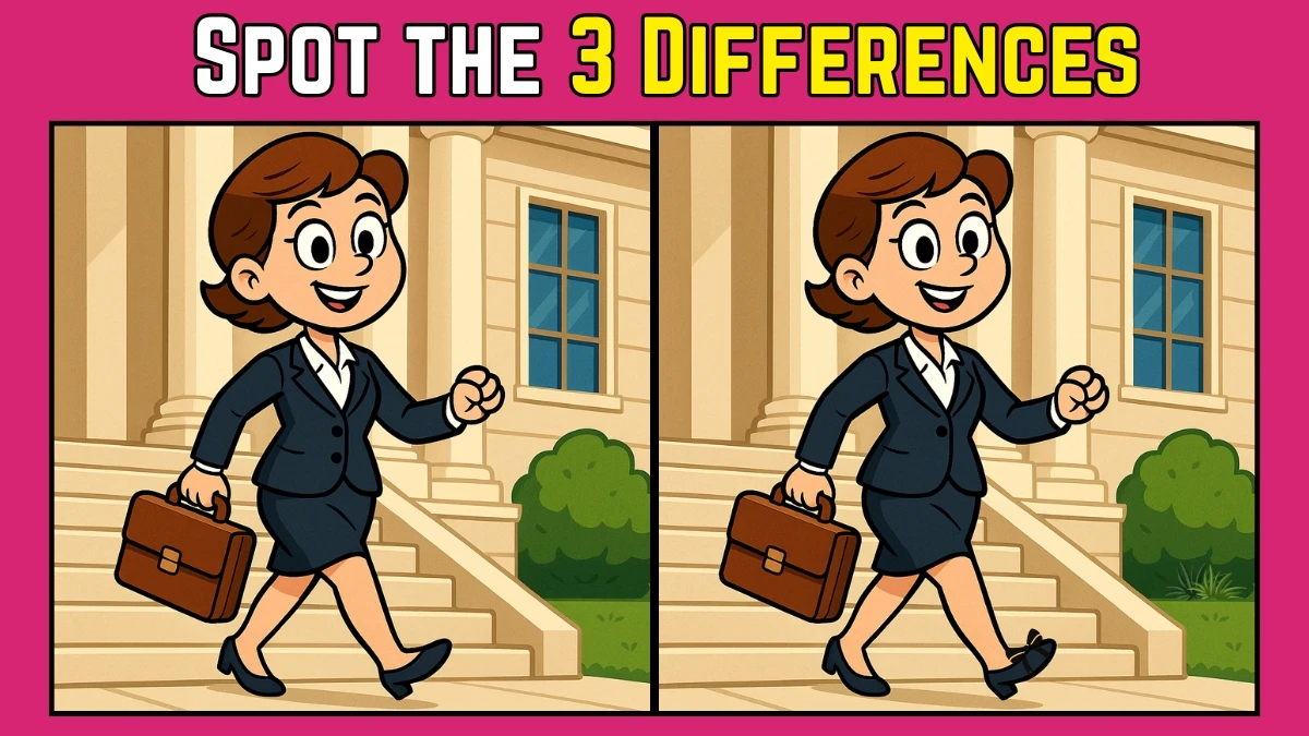 Spot the Difference: Within 9 Seconds Spot The 3 Differences in this Girl going to work Image