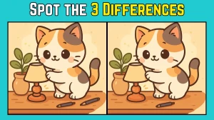 Spot the Difference: Within 9 Seconds Spot The 3 Differences in this Kitten Image
