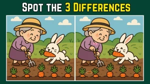 Spot the Difference: Within 9 Seconds Spot The 3 Differences in this Old Lady Doing Farming Image