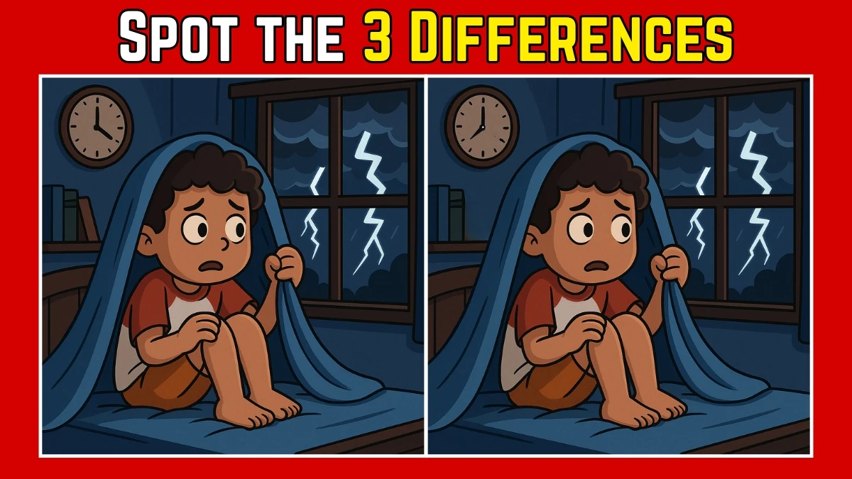 Spot the Difference: Within 9 Seconds Spot The 3 Differences in this Scared Kid Image