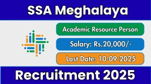 SSA Meghalaya Academic Resource Person Recruitment 2025 - Apply Offline by Sep 10