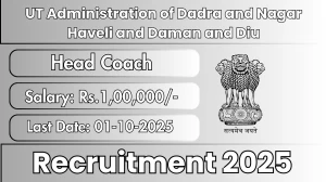 UT Administration of Dadra and Nagar Haveli and Daman and Diu Head Coach Recruitment 2025 - Apply Offline for 02 Posts by Oct 01