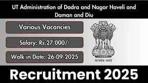 UT Administration of Dadra and Nagar Haveli and Daman and Diu Recruitment 2025 – Walk in for 25 Assistant Teacher, MTS and More Posts