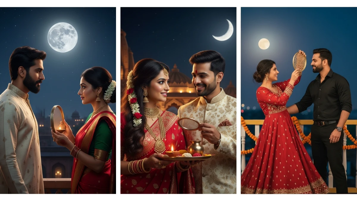 10 Google Gemini AI Photo Editing Prompts Copy-Paste for Couples to Create 4k Stunning Karwa Chauth AI Portraits