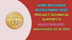 AIIMS Bathinda Project Technical Support III Recruitment 2025 – Walk in for 01 Posts