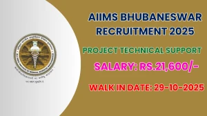 AIIMS Bhubaneswar Project Technical Support I Recruitment 2025 – Walk in