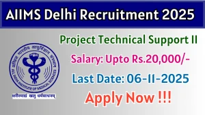 AIIMS Delhi Project Technical Support II Recruitment 2025 - Apply Online