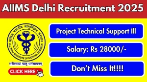 AIIMS Delhi Project Technical Support Ill Recruitment 2025 - Apply Online