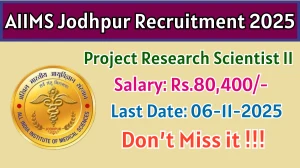 AIIMS Jodhpur Project Research Scientist II Recruitment 2025 - Apply Offline
