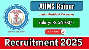 AIIMS Raipur Junior Resident Recruitment 2025 - Apply Online for 29 Posts