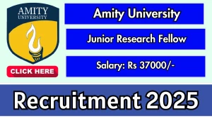 Amity University Junior Research Fellow Recruitment 2025 - Apply Offline for 01 Posts