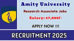Amity University Research Associate Recruitment 2025 - Apply Online for 01 Posts Amity University Research Associate Recruitment 2025 - Apply Online for 01 Posts