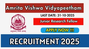 Amrita Vishwa Vidyapeetham Amaravati Junior Research Fellow Recruitment 2025 - Apply Online Amrita Vishwa Vidyapeetham Amaravati Junior Research Fellow Recruitment 2025 - Apply Online