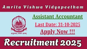 Amrita Vishwa Vidyapeetham Assistant Accountant Recruitment 2025 - Apply Online for 01 Posts