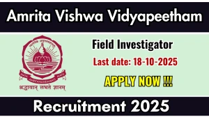 Amrita Vishwa Vidyapeetham Field Investigator Recruitment 2025 - Apply Online for 01 Posts