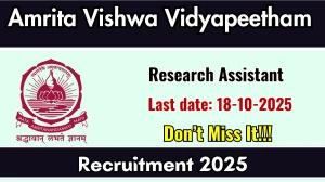 Amrita Vishwa Vidyapeetham Research Assistant Recruitment 2025 - Apply Online
