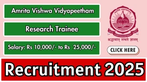 Amrita Vishwa Vidyapeetham Research Trainee Recruitment 2025 - Apply Online for 08 Posts