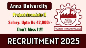 Anna University Project Associate II Recruitment 2025 - Apply Offline for 02 Posts Anna University Project Associate II Recruitment 2025 - Apply Offline for 02 Posts