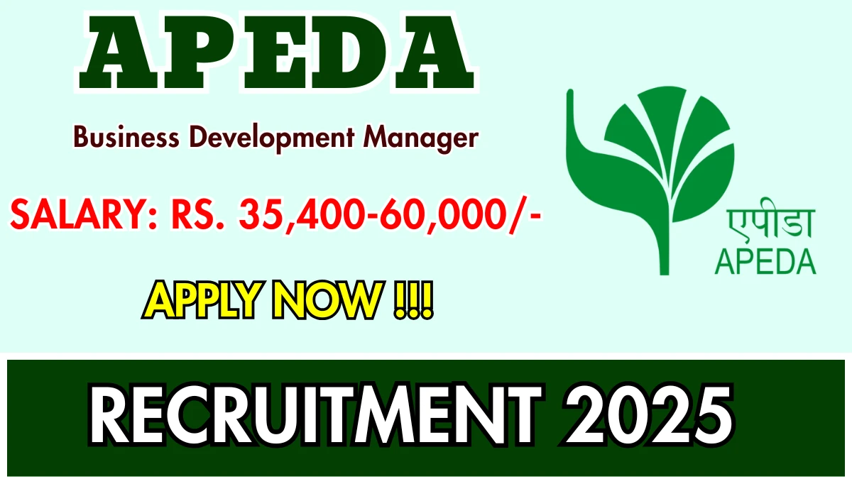 APEDA Business Development Manager Recruitment 2025 - Apply Offline for 08 Posts