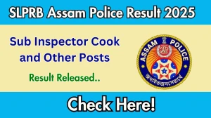 SLPRB Assam Sub Inspector, Cook and Other Posts Result 2025 Out at slprbassam.in, Direct Link to Download Result PDF Here