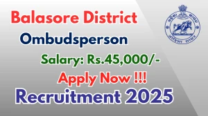 Balasore District Ombudsperson Recruitment 2025 - Apply Offline