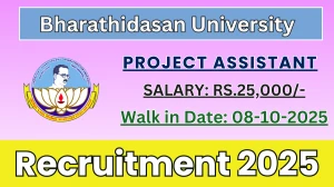 Bharathidasan University Project Assistant Recruitment 2025 – Walk in