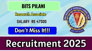 BITS Pilani Research Associate Recruitment 2025 - Apply Offline