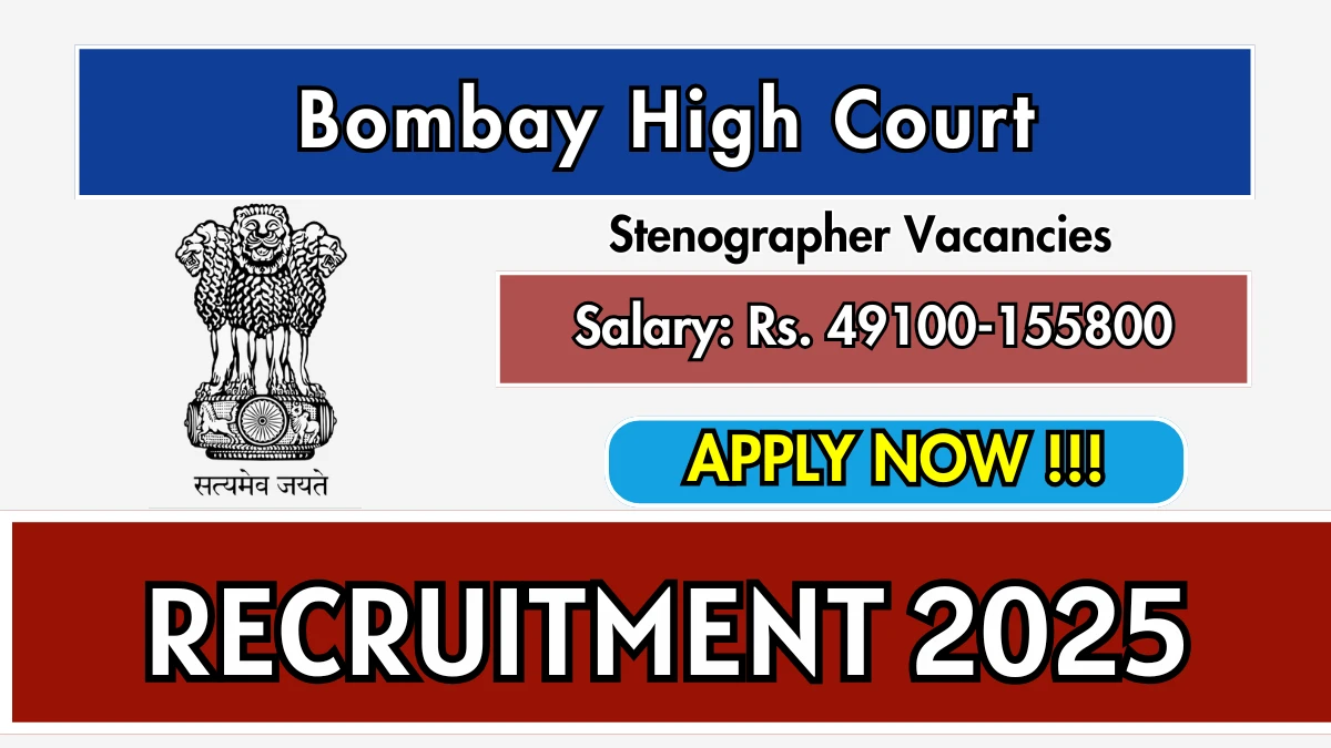 Bombay High Court Stenographer Recruitment 2025 - Apply Online for 13 Posts