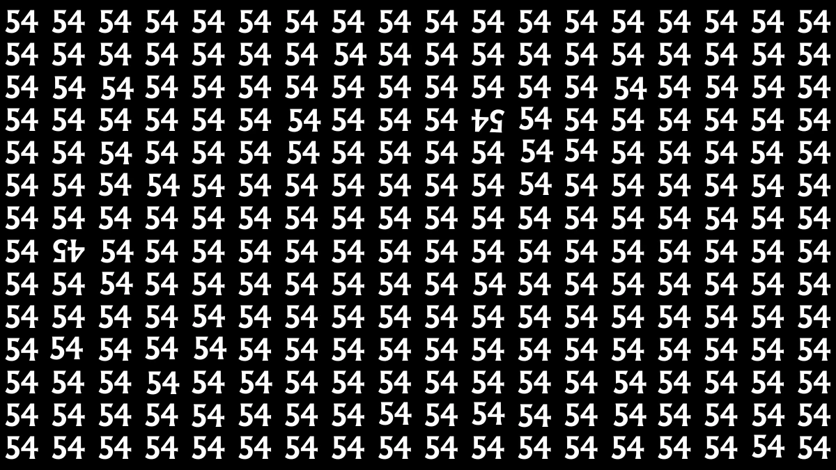Brain Teaser: Within 7 Seconds Spot The Inverted 45 and 54 among 54s