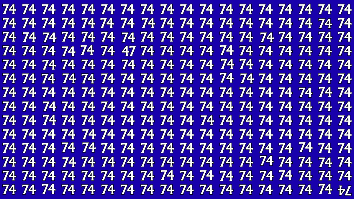 Brain Teaser: Within 7 Seconds Spot The Inverted 74 and 47 among 74s