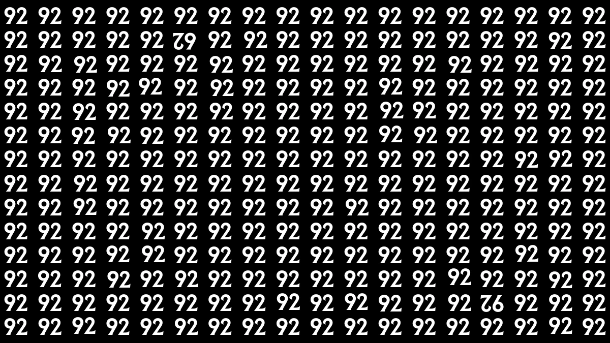 Brain Teaser: Within 9 Seconds Spot The Inverted 62 and 92 among 92s