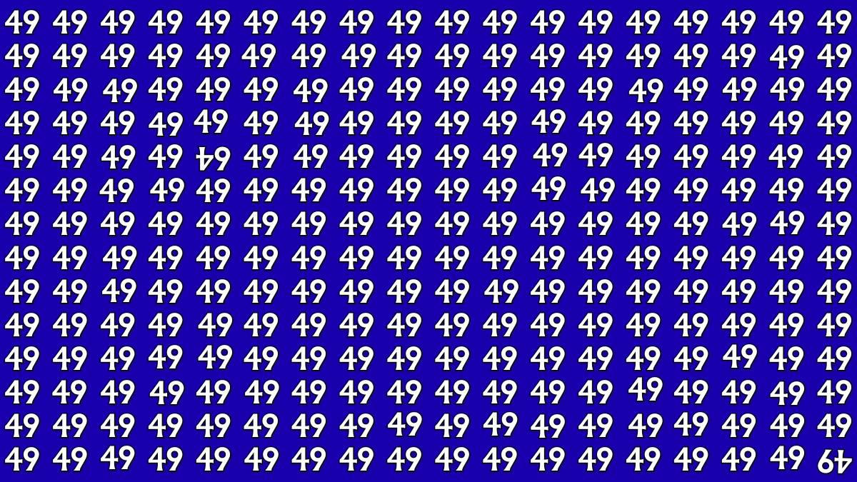 Brain Teaser: Within 9 Seconds Spot The Inverted 64 and 49 among 49s