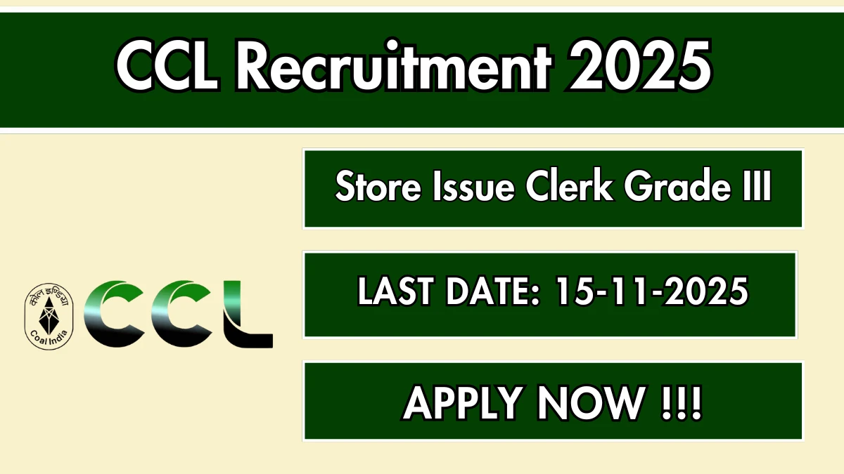 CCL Store Issue Clerk Grade III Recruitment 2025 - Apply Offline for 04 Posts CCL Store Issue Clerk Grade III Recruitment 2025 - Apply Offline for 04 Posts