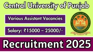 Central University of Punjab Recruitment 2025 – Walk in for 2 Project Assistant, Office Assistant Posts Central University of Punjab Recruitment 2025 – Walk in for 2 Project Assistant, Office Assistant Posts