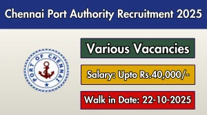 Chennai Port Authority Recruitment 2025 – Walk in for 06 PG Teacher, Accountant and More Posts