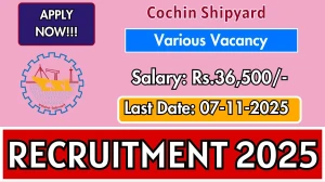 Cochin Shipyard Recruitment 2025 - Apply Online for 1 METI Hostel Superintendent or Warden Posts